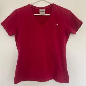 Vintage Nike Short Sleeve Pink V-Neck T-Shirt